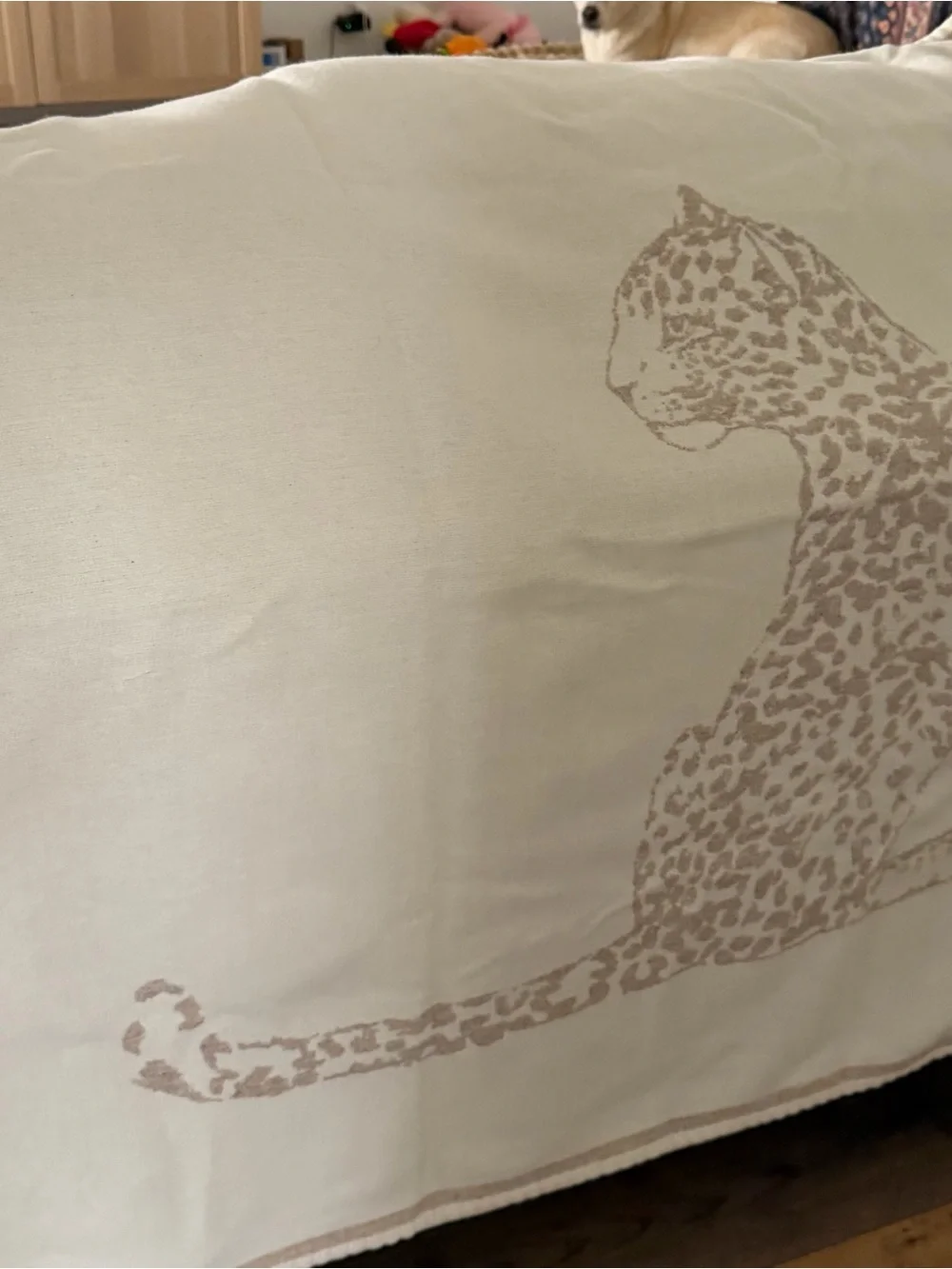 Cartier Cream and Beige Leopard Throw Blanket